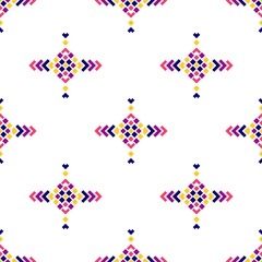 Fototapeta na wymiar Geometric Ethnic Oriental Ikat Seamless Pattern Traditional. Design for Background, Carpet, Wallpaper, Clothing, Wrapping, Batik, Fabric. Embroidery Style.
