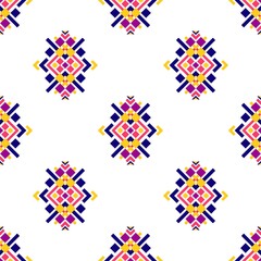Geometric Ethnic Oriental Ikat Seamless Pattern Traditional. Design for Background, Carpet, Wallpaper, Clothing, Wrapping, Batik, Fabric. Embroidery Style.