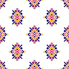 Geometric Ethnic Oriental Ikat Seamless Pattern Traditional. Design for Background, Carpet, Wallpaper, Clothing, Wrapping, Batik, Fabric. Embroidery Style.