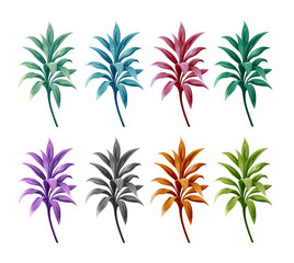 Fototapeta premium Graphic leaves of various colors cut edge no background