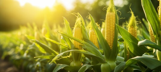 Obraz premium Corn cobs. Generative AI technology.