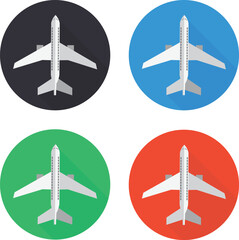 Flat airplane icon illustration set