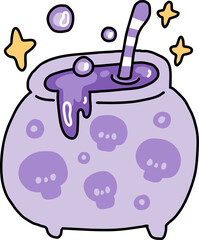 Cauldron witch. hand draw
