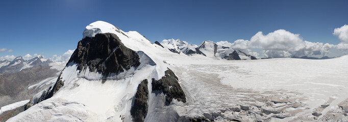  Breithorn with glacier panorama photo in Alps 