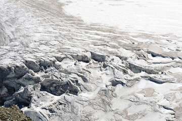 lacier ice around Klein Matterhorn mountain in Alps