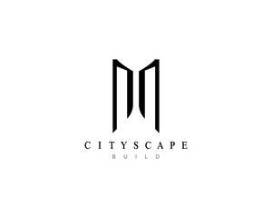 Architecture, cityscape, residential building, real estate, construction, skyscraper logo design template.