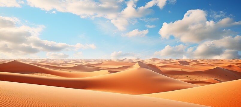 Desert landscape background. Generative AI technology.	
