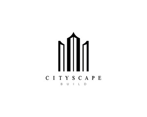 Architecture, cityscape, residential building, real estate, construction, skyscraper logo design template.