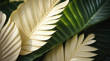 Palm leaf texture natural tropical soft beige leaf background close up