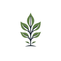 Financial service filled green logo. Wealth management. Plant seedling. Design element. Created with artificial intelligence. Ai art for corporate branding, financial consultant, mortgage lender