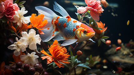 Obraz na płótnie Canvas Japanese fish in aquarium