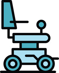 Medical electric wheelchair icon outline vector. Power drive. Motor person color flat