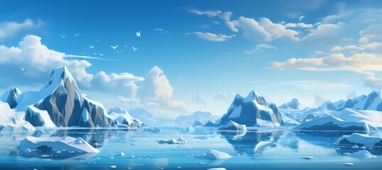 Ice landscape. Generative AI technology.