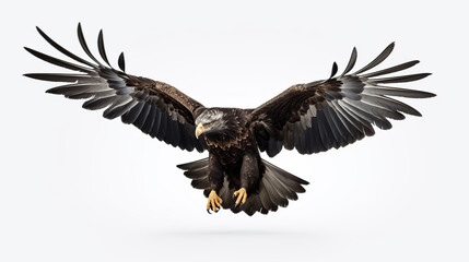bald eagle flying isolated on white background