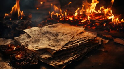 Close up on burnt paper