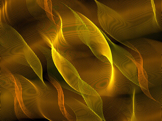 Line abstract background black and gold wave pattern. Abstract background. Optical illusion, wavy thin lines. Abstract pattern. Texture with wavy curves. Features psychedelic stripes image.