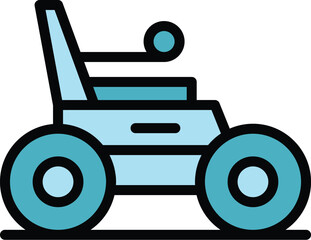 Wheel electric wheelchair icon outline vector. Scooter chair. Mobility power color flat