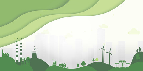 Green Eco City. Environment and Ecology sustainable development concept. Vector Illustration.