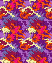 Vector abstract surreal colorful seamless artwork with wave patterns. Pattern for textile, texture, graphic design, backgrounds