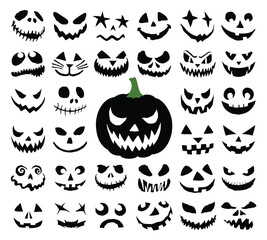 The pumpkins silhouettes set for halloween.
