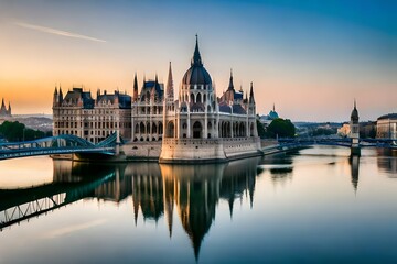 hungarian parliament building at night - Powered by Adobe