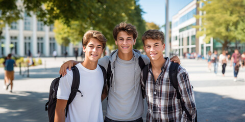 AI generated image of male friends at school campus