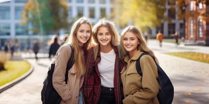 AI generated image of group of girls at school campus
