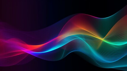 Naklejka premium Colorful smoke wave on a black background, suitable for abstract backgrounds, music album covers, event posters, and artistic digital designs.