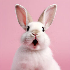 Obraz na płótnie Canvas white rabbit on pink background