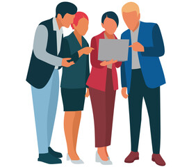 group of business people holding laptop vector illustration