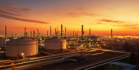 Obraz premium Petrochemical oil and gas refinery plant
