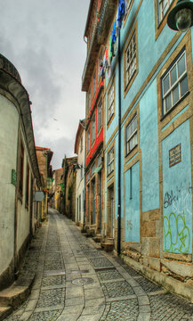 Old street in Oporto city in Portugal