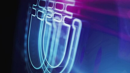 Microphone podcast online and on air record live broadcast symbol abstract digital concept. Global network and cyber technology background seamless and looped 3d animation.