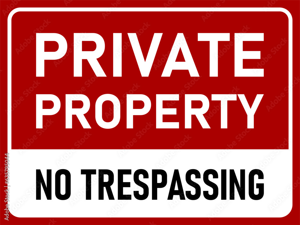 Poster private property no trespassing horizontal warning information sign icon. vector image.
