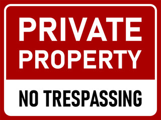 Private Property No Trespassing Horizontal Warning Information Sign Icon. Vector Image.