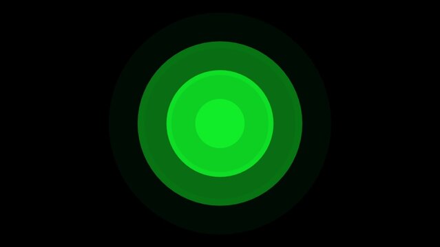 Pulsating concentric green circles. Modern luminous preloader. Abstract pulsating rings motion background. Colorful circular silhouettes, abstract high tech background. 3D animation.