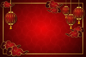 chinese new year lantern festival red gold text space area pattern template background design