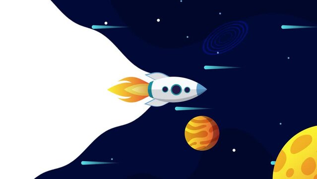 Space launching 2d vector background animation