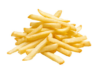 Stacked french fries isolated - obrazy, fototapety, plakaty