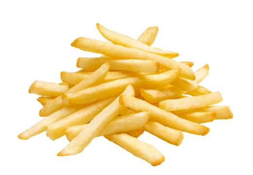 Stacked french fries isolated