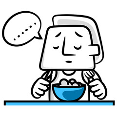White man bored of food