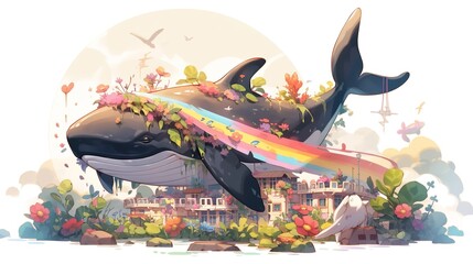 World Animal Day cartoon animal illustration,AI generated.