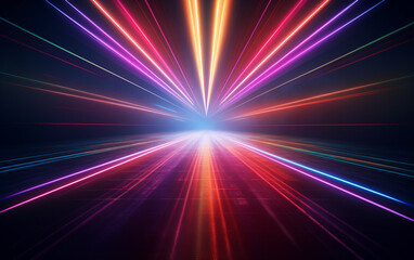 Rays of neon light in the dark