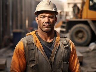 Construction Worker at Industrial Site. Created with Generative AI technology