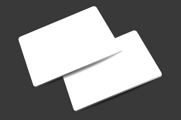 membership card templates placed vertically, blank white, perspective view. Vector illustration
