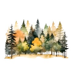 Fototapeta premium Autumn forest isolated on white background