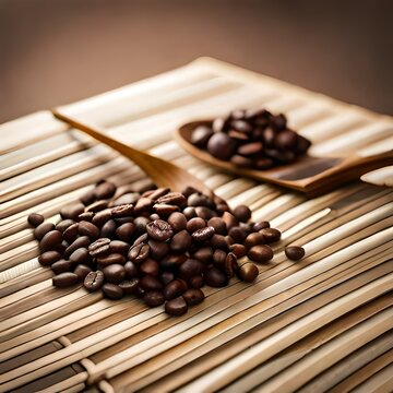Roasted coffee beans close up background.AI generated