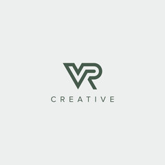 Modern minimal letter VR RV logo design template - vector