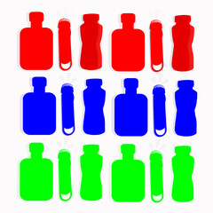vector illustration of a bottle and a flashlight in different colors