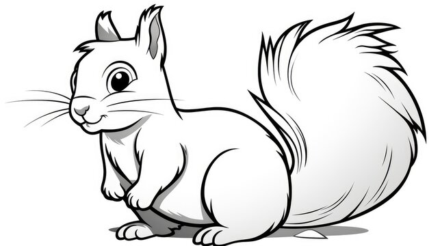 Simple coloring pages for children, squirrel